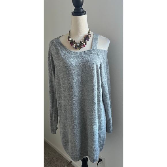 Torrid Acrylic Gray One Side Cold Shoulder Long Sleeve Sweater Plus Size 3X - Picture 1 of 7